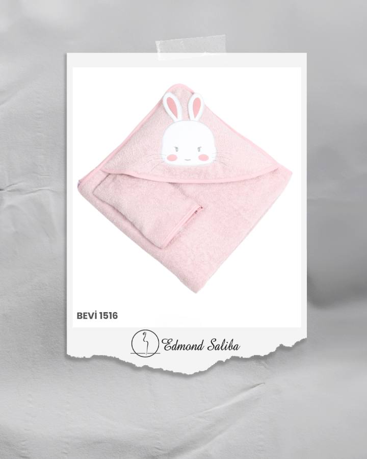 Hooded towels pink rabbit 1244P