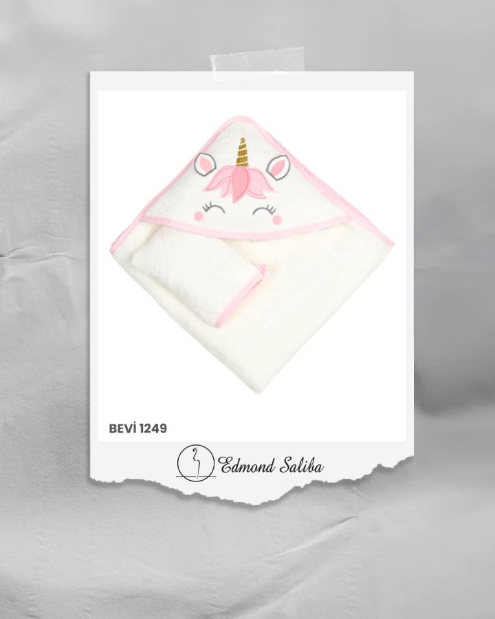Hooded towels white unicorn 1249E
