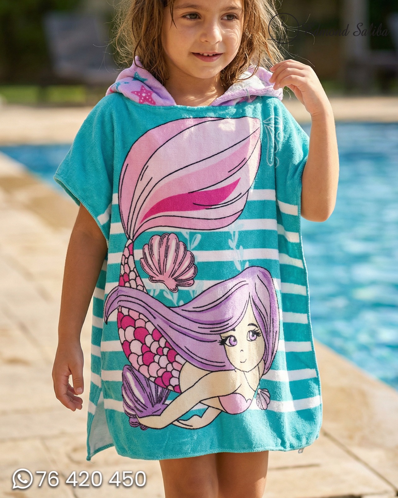 Poncho printed mermaid