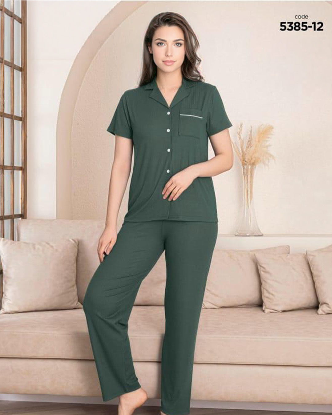 Pjs pantallon full button plain  5385-5-12