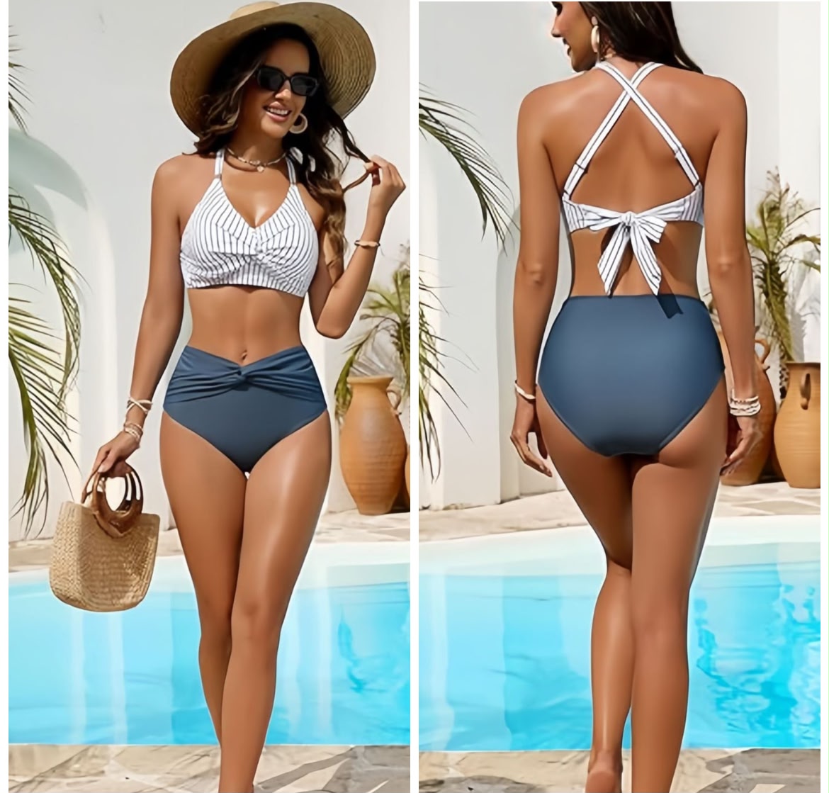 Swimsuit 2pcs with cups bleu 2635