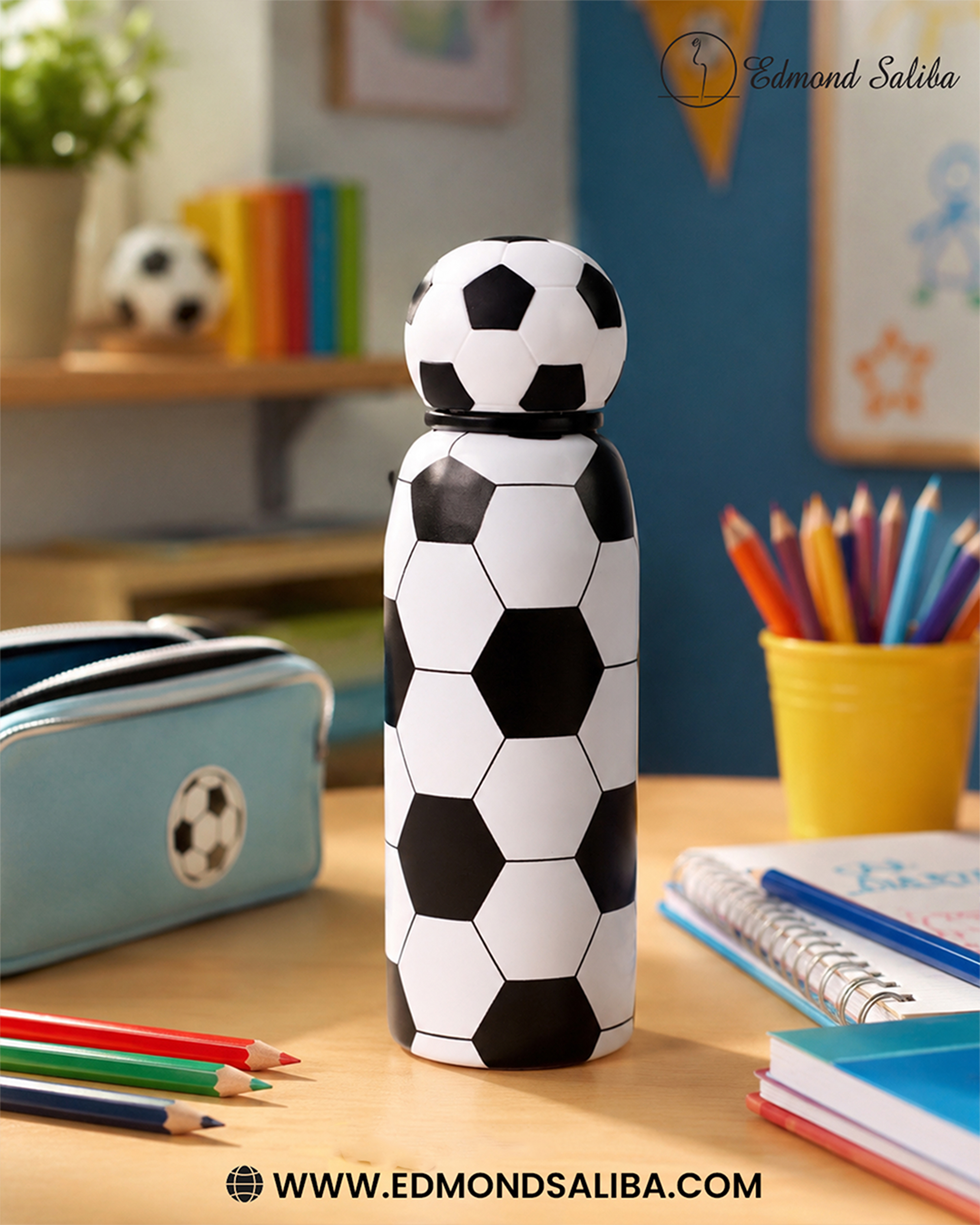 SQTCH 3D football stainless water bottle